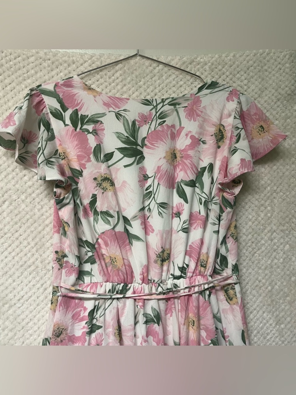 Brannan womens mini dress flutter sleeves v-neck ruffle hem floral size large - Picture 10 of 16